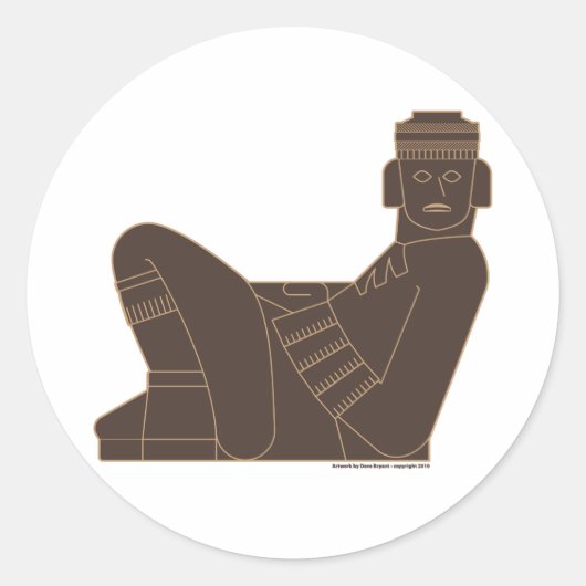 Chac Mool Ronde Sticker (Voorkant)