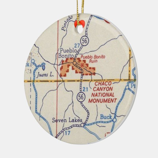 Chaco Canyon  Map Keramisch Ornament (Links)