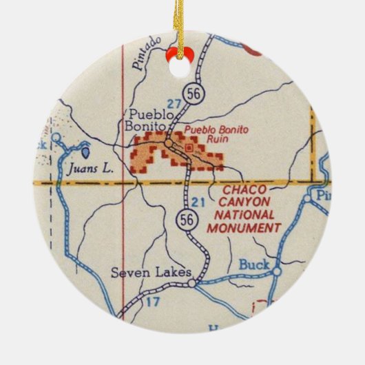 Chaco Canyon  Map Keramisch Ornament (Achterkant)
