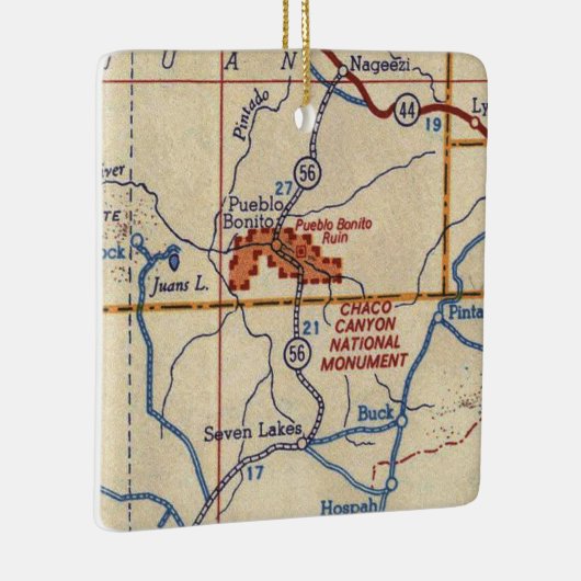 Chaco Canyon National Monument  Map Keramisch Ornament (Rechts)