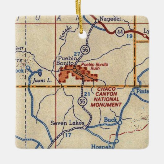 Chaco Canyon National Monument  Map Keramisch Ornament (Voorkant)
