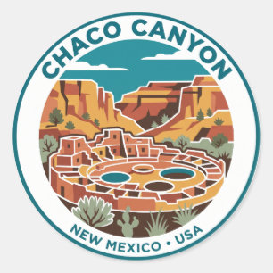 Chaco Canyon New Mexico Ronde Sticker
