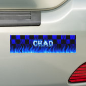 Chad blauw vuur en vlammenbumperklepvormig ontwerp bumpersticker (Op auto)