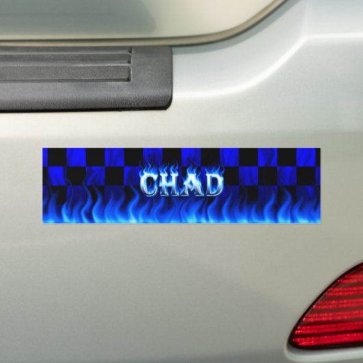 Chad blauw vuur en vlammenbumperklepvormig ontwerp bumpersticker (Op auto)