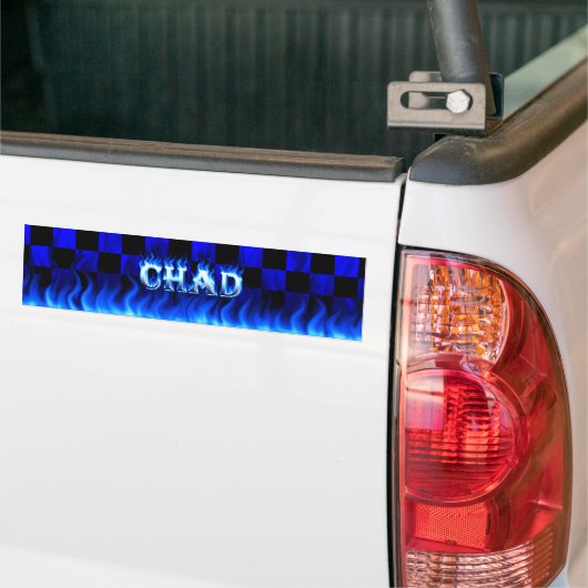 Chad blauw vuur en vlammenbumperklepvormig ontwerp bumpersticker (Op Truck)