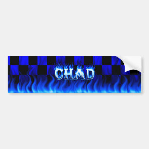 Chad blauw vuur en vlammenbumperklepvormig ontwerp bumpersticker