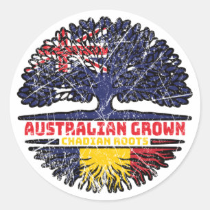 Chad Chadian Australian Australia Tree Roots Flag Ronde Sticker