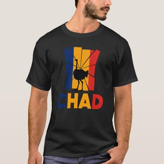 Chad Chadian Chad Flag Ostrich Animal Silhouette T-shirt (Voorkant)