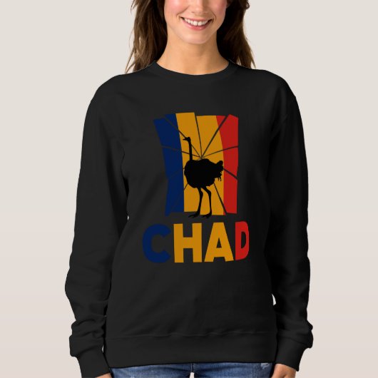 Chad Chadian Chad Flag Ostrich Animal Silhouette Trui (Voorkant)