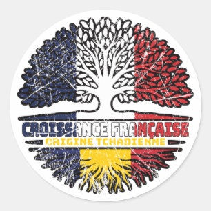 Chad Chadian French Tree Roots Flag Ronde Sticker