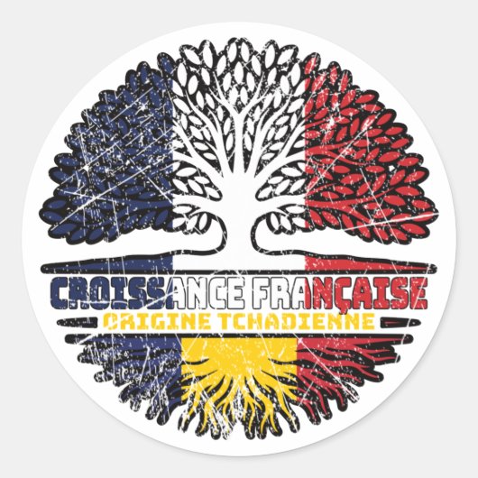Chad Chadian French Tree Roots Flag Ronde Sticker (Voorkant)