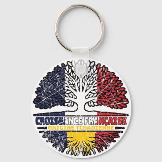 Chad Chadian French Tree Roots Flag Sleutelhanger (Voorkant)