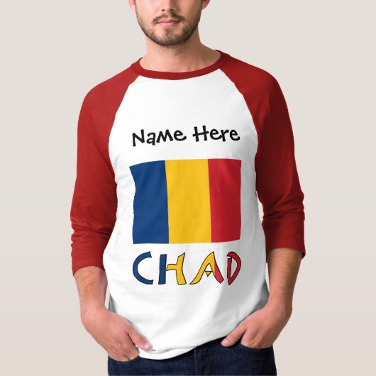 Chad en Chadian Flag gepersonaliseerd T-shirt (Voorkant)