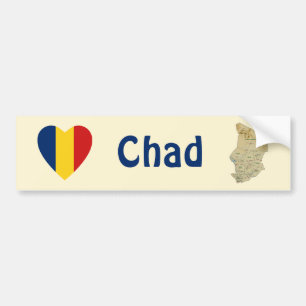 Chad Flag Heart + Map Bumpersticker