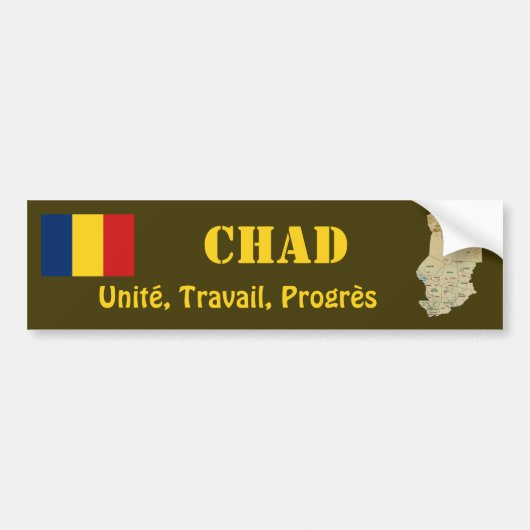 Chad Flag + Map Bumpersticker (Voorkant)