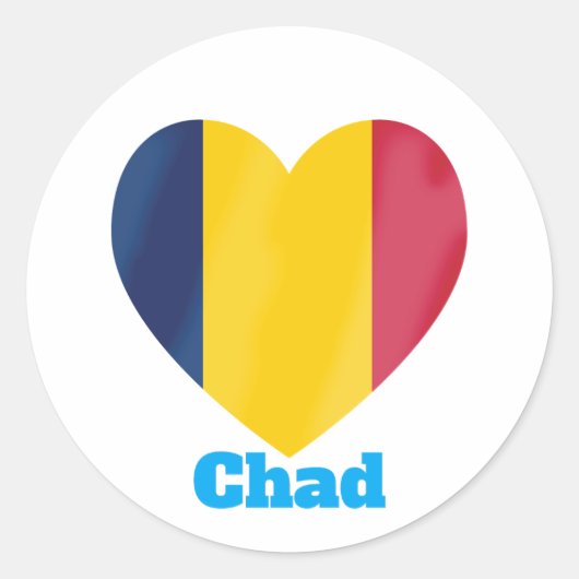 Chad Heart Flag Ronde Sticker (Voorkant)