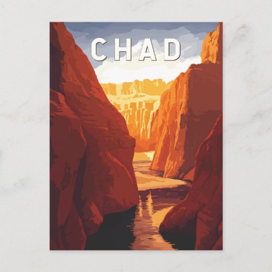 Chad Illustration Travel Art Vintage Briefkaart (Voorkant)
