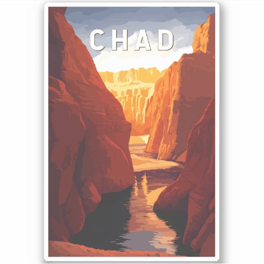 Chad Illustration Travel Art Vintage Sticker (Voorkant)