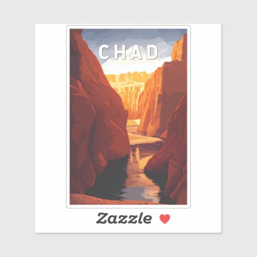 Chad Illustration Travel Art Vintage Sticker (Vel)