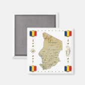 Chad Map + Flags Magnet (Voorkant / Achterkant)