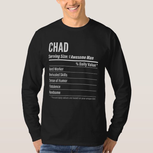 Chad Nutritional Facts Serving Size Calories T-shirt (Voorkant)