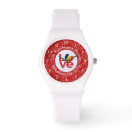 Chad Red LOVE Flag gepersonaliseerd Horloge