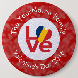 Chad Red LOVE Flag gepersonaliseerd Ronde Button 6,0 Cm