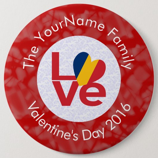 Chad Red LOVE Flag gepersonaliseerd Ronde Button 6,0 Cm (Voorkant)