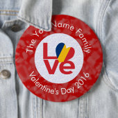 Chad Red LOVE Flag gepersonaliseerd Ronde Button 6,0 Cm (In situ)