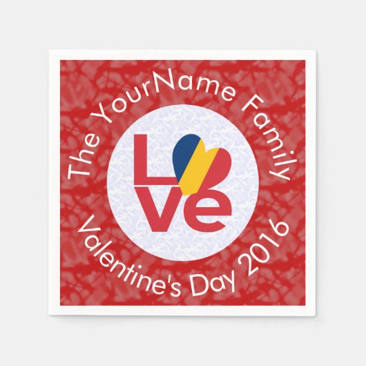 Chad Red LOVE Flag gepersonaliseerd Servet (Voorkant)