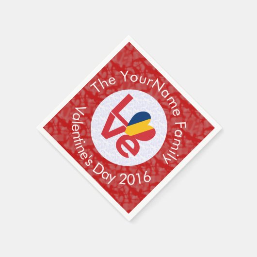 Chad Red LOVE Flag gepersonaliseerd Servet (Hoek)