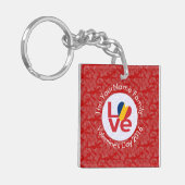 Chad Red LOVE Flag gepersonaliseerd Sleutelhanger (Voorkant Links)