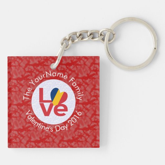 Chad Red LOVE Flag gepersonaliseerd Sleutelhanger (Achterkant)