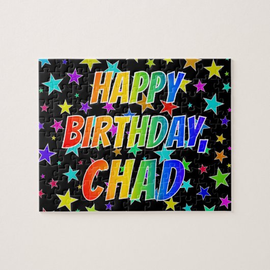 "CHAD" Voornaam, geun "HAPPY BIRTHDAY" Legpuzzel (Horizontaal)