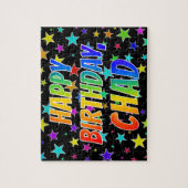 "CHAD" Voornaam, geun "HAPPY BIRTHDAY" Legpuzzel (Verticaal)