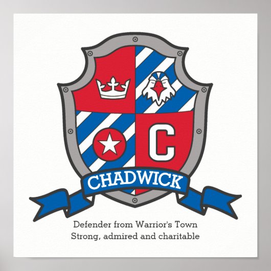 Chadwick boys C name: red blue crest poster (Voorkant)