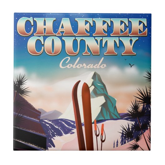 Chaffee County, Colorado ski-poster. Tegeltje (Voorkant)