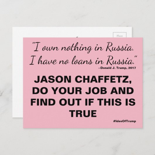 Chaffetz doet je werk om het verzet van Rusland te Briefkaart (Voorkant / Achterkant)
