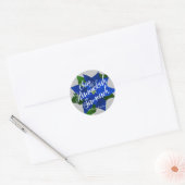 Chag Hanukkah Sameach - Blue Poinsettia Hanukkah Ronde Sticker (Envelop)