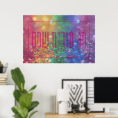 Chag Purim Sameach Hebrew Happy Purim-sequins Poster (Thuiskantoor)