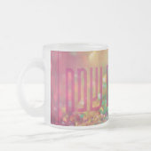 Chag Purim Sameach - Regenboogkleurige Purim Koffi Matglas Koffiemok (Links)