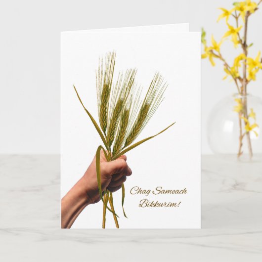 Chag Sameach Bikkurim First Fruits with Wheat Kaart (Gele Bloem)