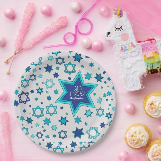 Chag Sameach Star gepersonaliseerd Papieren Bordje (Feest)