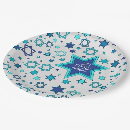 Chag Sameach Star gepersonaliseerd Papieren Bordje (Gekanteld)