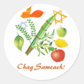 Chag Sameach Sukkot Ronde Sticker (Voorkant)