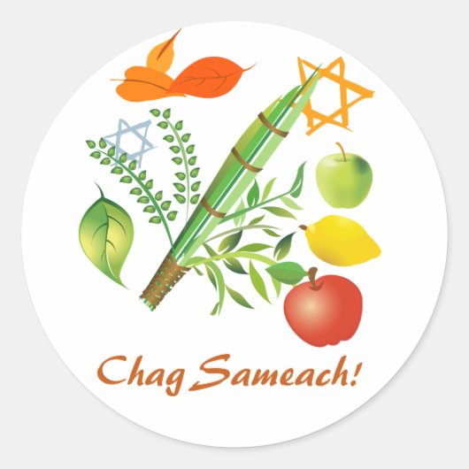 Chag Sameach Sukkot Ronde Sticker (Voorkant)