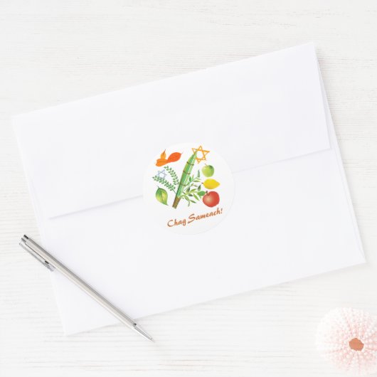 Chag Sameach Sukkot Ronde Sticker (Envelop)