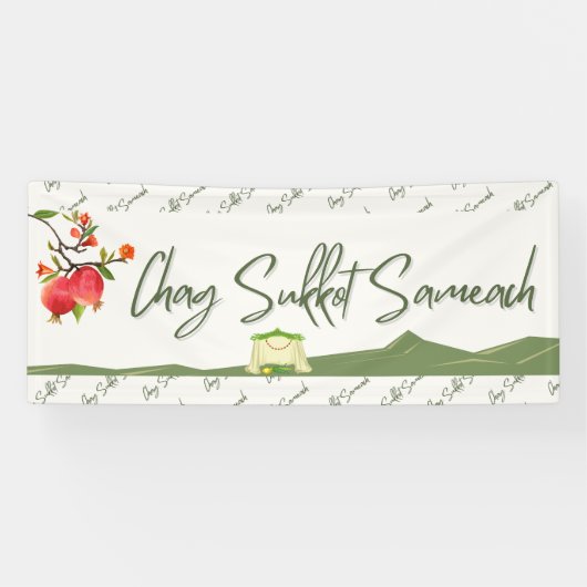 Chag Sukkot Sameach (Loofhutten) Banner (Horizontaal)