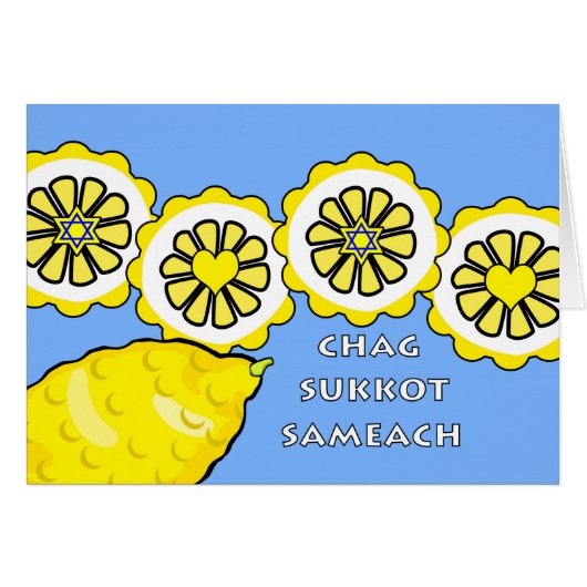 Chag Sukkot Sameach, Whole Etrog and Slices (Voorkant Horizontaal)