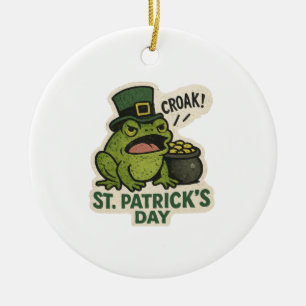 Chagrijige Kabouter Kikker St.Patrick's Dag Keramisch Ornament